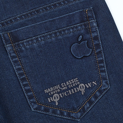 春秋厚款苹果牛仔裤休闲宽松弹力中年直筒纯棉男裤中高腰大码深裆