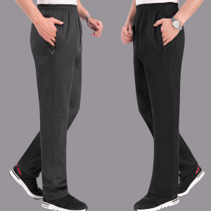 中老年运动裤男加绒加厚中年宽松休闲裤春秋款老人爸爸松紧腰裤子