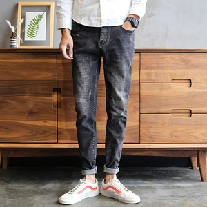 冬季破洞牛仔裤男士加绒