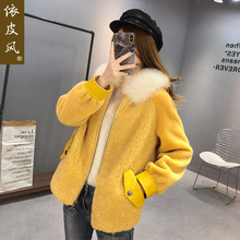 海宁皮草羊毛羊剪绒狐狸毛女装2018冬装新款复合皮毛一体短款外套图片