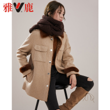 yaloo/雅鹿2018新款秋冬皮毛一体皮草外套女水貂领真皮机车大衣女图片