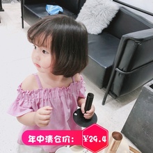 senbaby童装 女宝宝女童可爱娃娃衫 韩版 儿童百搭吊带露肩上衣 夏装