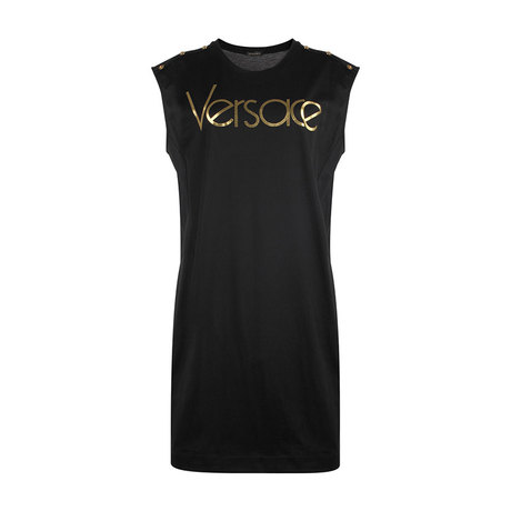 正品Versace/范思哲一线系列女装纯棉女士无袖T恤长款LOGO印花SS商品大图
