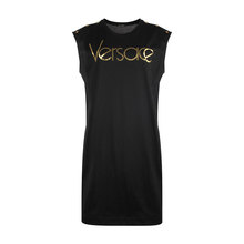 正品Versace/范思哲一线系列女装纯棉女士无袖T恤长款LOGO印花SS图片