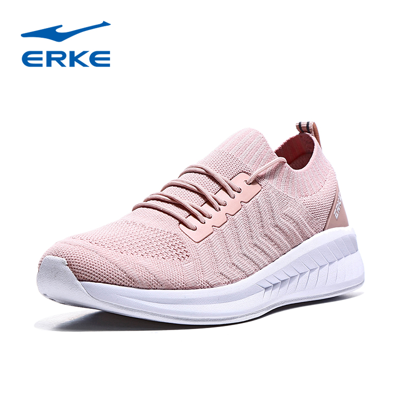 ERKE Women's Shoes Sneakers Spring and Autumn 2019 New Knitted Casual Running Shoes Versatile Anti slip Travel Shoes