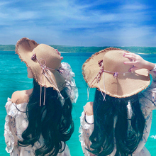 帽子女太阳帽出游沙滩防晒遮阳帽海边度假大檐草帽女防紫外线夏天