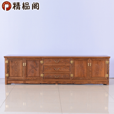 红木家具 鸡翅木电视柜 落地古典仿古复古中式实木电视机柜 地柜
