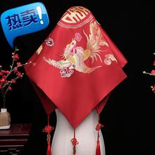 红盖头新娘盖头红色结婚古典婚礼a中式刺绣秀禾喜帕流苏不透盖头