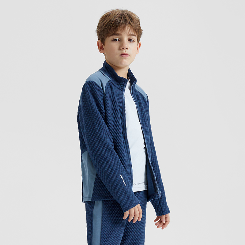 moodytiger女童裤子秋季男童长裤舒适宽松针织外套儿童运动套装