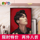 数字油画diy明星人物填色手绘大幅客厅卧室装 饰画油彩画李易峰