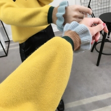 毛衣女2017秋冬女装新款宽松韩版原宿刺绣套头打底衫学生针织衫女图片