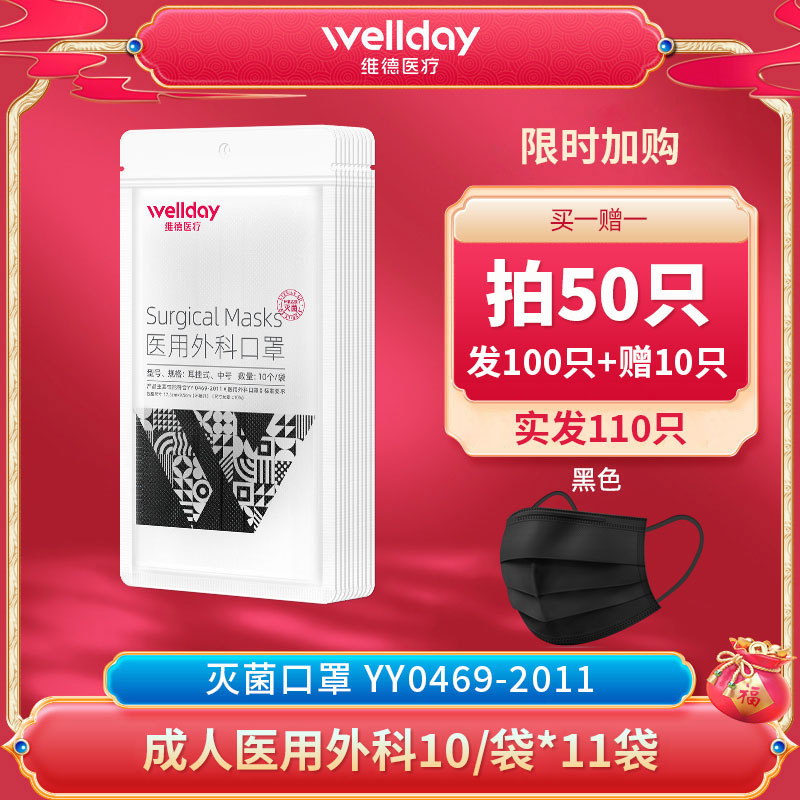 【活动价】维德医疗医用外科级别口罩白色一次性男女薄款无菌三层熔喷布