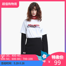 ochirly欧时力假两件印花棉长袖 特卖周99元 T恤1JH3026970