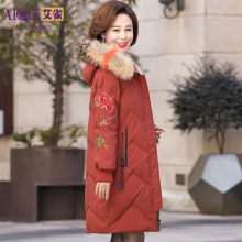 中老年女装2018新款冬季羽绒棉服中年妈妈冬装棉袄中长款棉衣外套图片