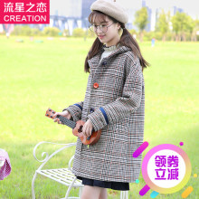 少女韩版格子羊毛呢外套学院风2018秋季新款初中学生冬装呢子大衣图片