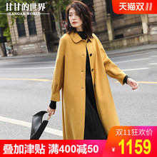 【全羊毛】甘甘的世界2018秋冬装新款纯色修身双面呢大衣女中长款图片