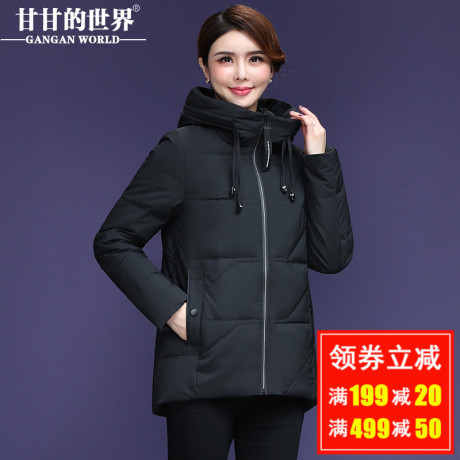 【90%白鸭绒】高领连帽短款羽绒服女利落甘甘的世界冬季新款商品大图