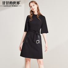 甘甘的世界大码妈妈装2018秋装新款纯色休闲时尚中长款连衣裙女图片