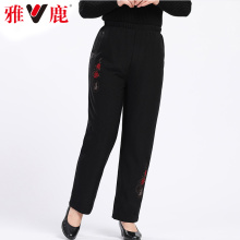 yaloo/雅鹿中老年人羽绒裤女外穿加厚大码妈妈保暖宽松羽绒棉裤冬图片