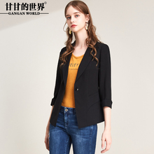 甘甘的世界2018秋季新款西服修身百搭七分袖时尚短款小西装女外套图片