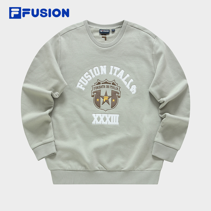 【狂欢价】FILA FUSION斐乐潮牌男子针织套头衫2023冬时尚休闲加绒卫衣