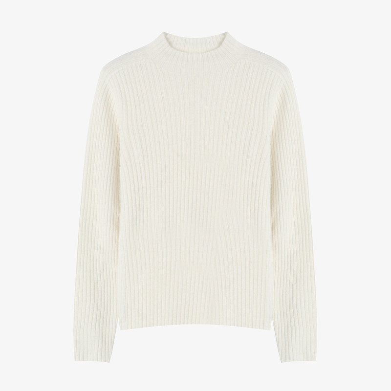 Basic House/百家好纯色百搭冬季新款修身显瘦休闲长袖高领毛衣女