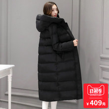 黛雪绒2017新款女装冬长款羽绒服女连帽长过膝面包服超长外套加厚图片