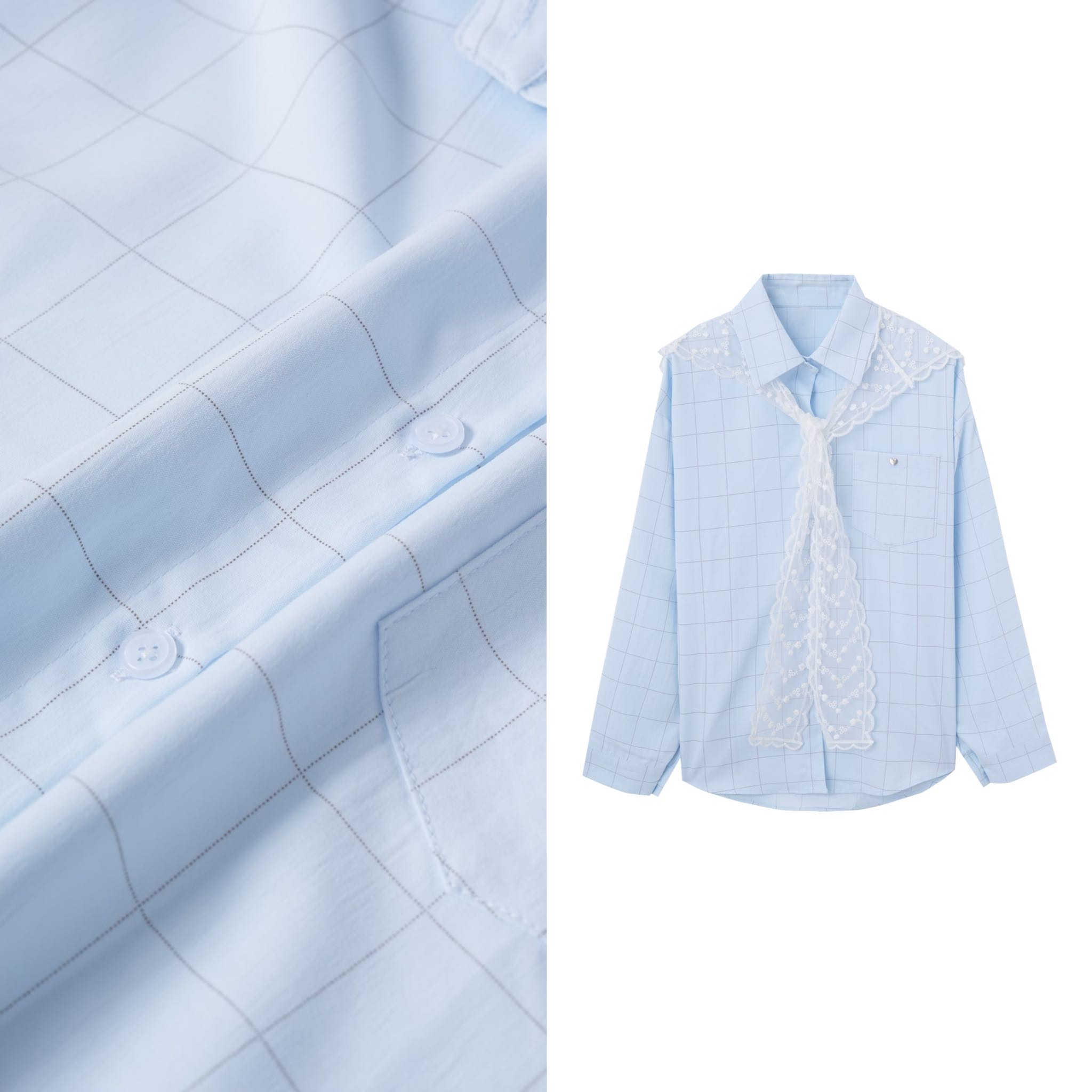 【玉米专享】 AndM高端Studio  蕾丝披肩长袖宽松衬衫高级感上衣