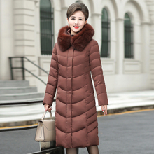 焦糖色大毛领羽绒服女长款过膝东北穿2018冬季新品中老年羽绒袄女图片