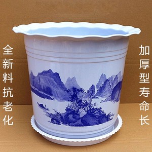 特大加厚塑料花盆树脂花盆大号花盆特大号仿陶瓷山水花盆批发