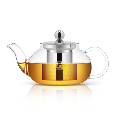 雅风玻璃泡茶壶高温耐热花茶具家用不锈钢过滤大小加厚玻璃烧茶壶