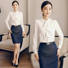 艾尚臣春款上衣女2018新款职业装白衬衫女百搭气质长袖衬衣工作服图片