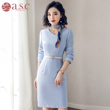 艾尚臣职业装女套装ol通勤美容师工作服连衣裙修身显瘦面试服装女图片
