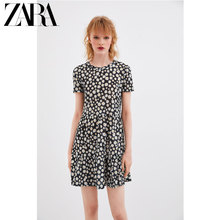 ZARA 新款 TRF 女装 碎花印花短袖复古连衣裙 00219319021