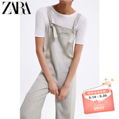 02731045802 休闲简约口袋饰阔腿背带连体休闲裤 女装 ZARA新款