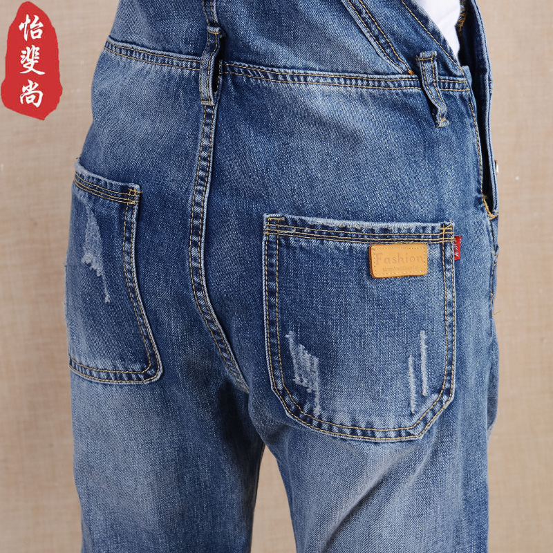 显瘦牛仔背带裤女春秋2018新款宽松韩版九分