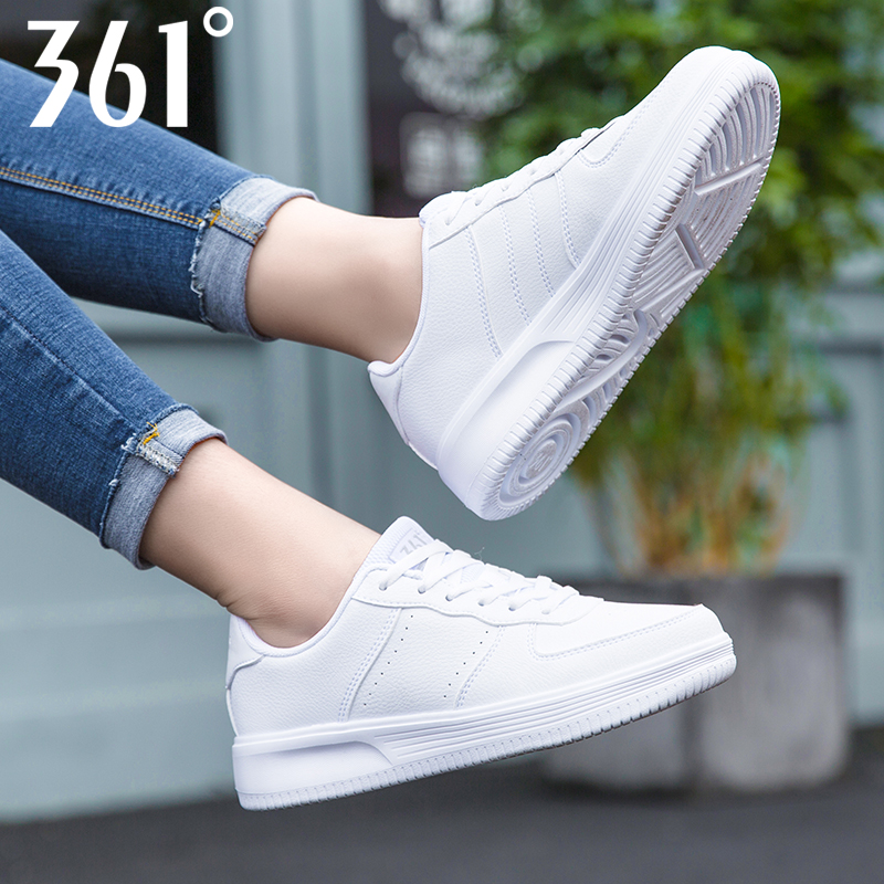 361 Women's Shoe Board Shoes 2019 Winter New 361 Degrees Genuine Leather Warm Casual Shoes Low Top Sports Shoes Women