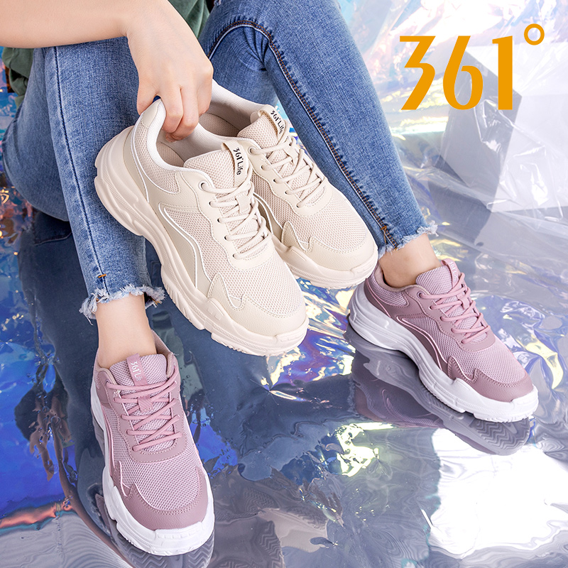 361 women's shoes, sports shoes, winter 361 degrees official flagship store, casual shoes, autumn and winter running shoes, white dad shoes