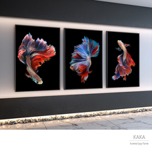 2019新款轻奢钻石画三联金鱼欧美风晶瓷品味装饰贴钻画砖石绣