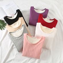冬季加厚加绒打底衫女装T恤大码纯棉圆领修身保暖衣长袖外穿绒衫