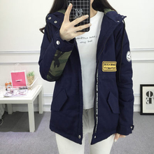 2018秋冬新款女装时尚休闲迷彩夹克BF风工装风衣百塔加棉加厚外套图片