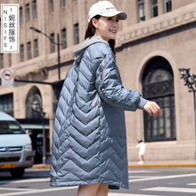 2018冬装新款韩版轻薄棒球羽绒服女中长款时尚宽松大码女装外套潮图片