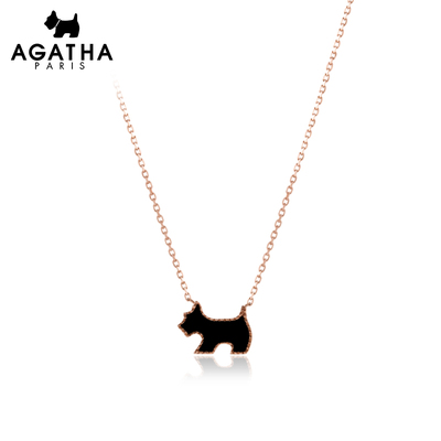 AGATHA 时尚精美14K金 多色小狗项链女 甜美气质锁骨链 简约颈链