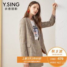 格纹西装外套女衣香丽影2018秋装新款韩版休闲时尚翻领格子西服图片