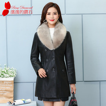 加厚皮衣女中长款2018秋冬装新款女装大码韩版修身pu皮衣加棉外套图片