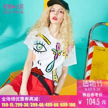 妖精的口袋夏装新款宽松印花短袖潮T恤女短款 邦妮和文森特图片
