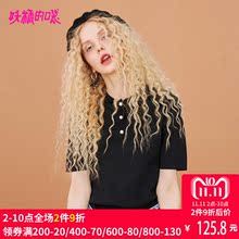 妖精的口袋修身短款上衣秋装2018新款黑色基础款通勤针织衫女图片