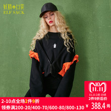 妖精的口袋旗舰店冬装新款宽松木耳边撞色棒球毛呢外套女短款图片