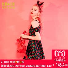 妖精的口袋 夏装新款印花松紧吊带连衣裙女短裙子 天色很暗图片