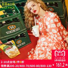 妖精的口袋旗舰店夏装新款流苏V领收腰雪纺连衣裙短裙子 回归童年图片